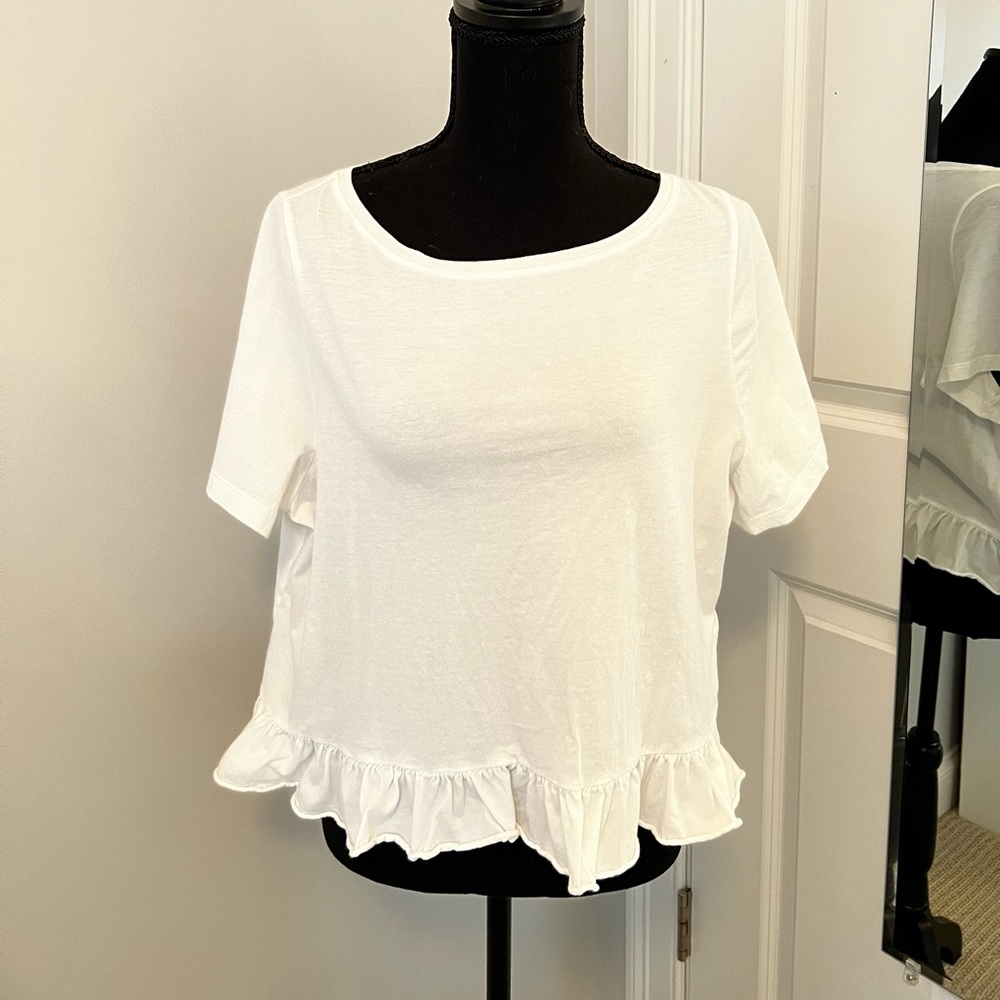 Gap White Tee with Ruffles